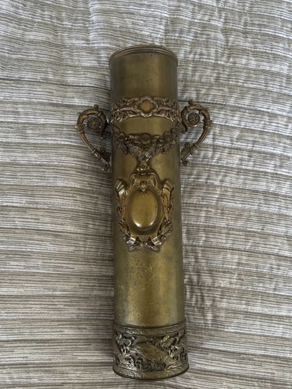 WW1 French artillery shell vase brass